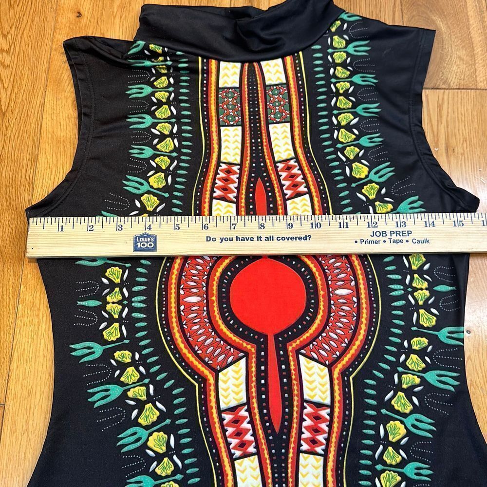 Fun bodycon colorful dress mock collar fits like a medium - Picture 3 of 11
